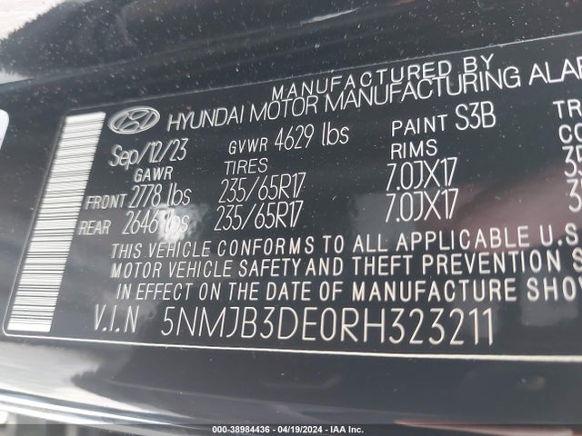 Hyundai TUCSON SEL 2024 5NMJB3DE0RH323211 Image 9