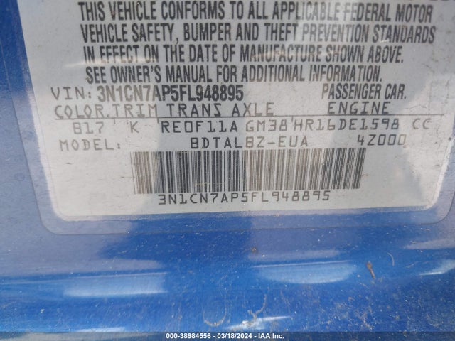 Nissan Versa 1.6 Sv 2015 3N1CN7AP5FL948895 Image 9
