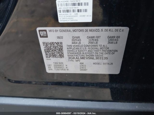 3GKALMEV5NL303135 GMC Terrain Fwd Sle