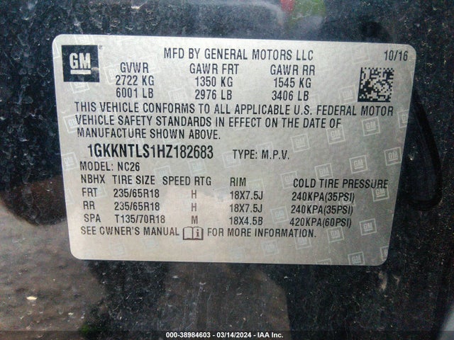 1GKKNTLS1HZ182683 GMC Acadia Sle-2