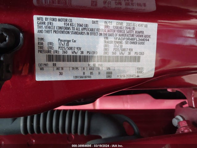 Ford FOCUS ELECTRIC 2015 1FADP3R48FL344094 Image 9