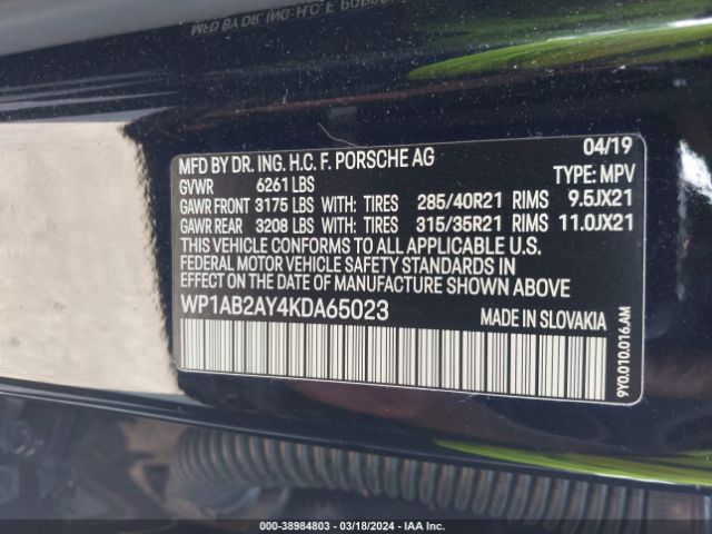 WP1AB2AY4KDA65023 Porsche CAYENNE S