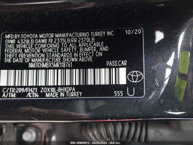 Toyota C-HR LE 2021 NMTKHMBX5MR118761 Image 9