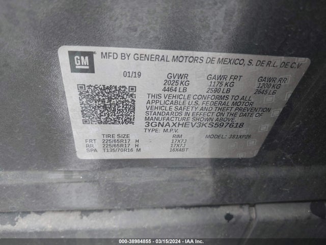 Chevrolet EQUINOX LS 2019 3GNAXHEV3KS597618 Image 9
