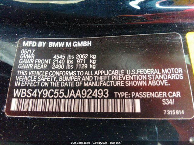 WBS4Y9C55JAA92493 BMW M4