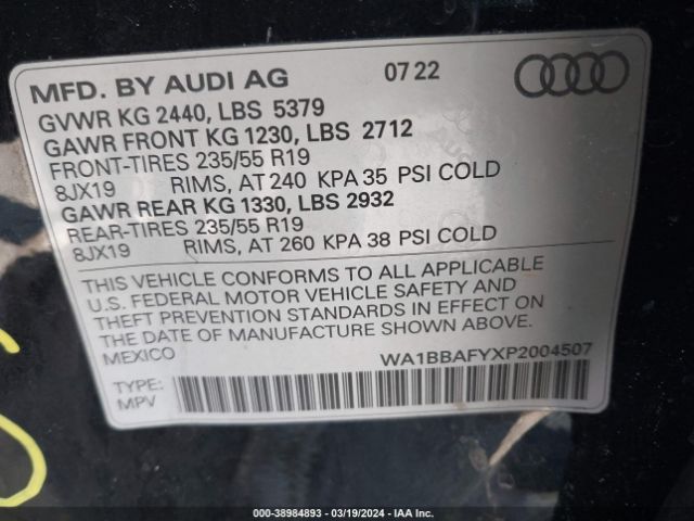 2023 AUDI Q5 WA1BBAFYXP2004507 Photo 8
