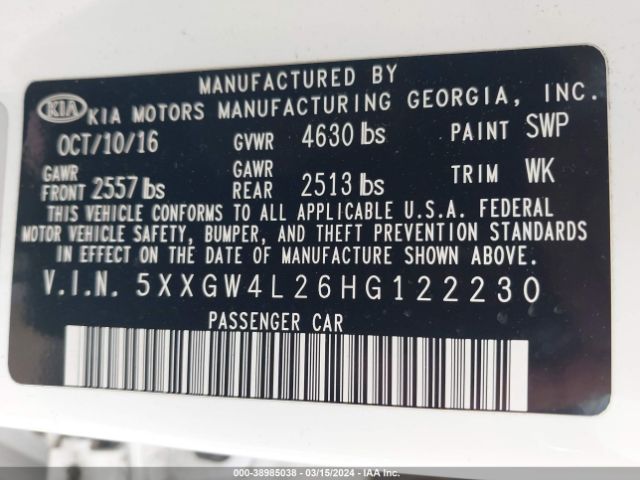 5XXGW4L26HG122230 KIA Optima Sx Turbo