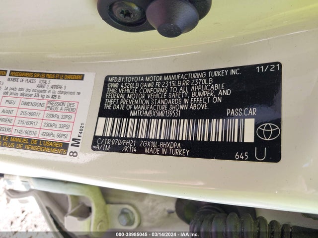 Toyota C-HR LE 2021 NMTKHMBX5MR139531 Image 9