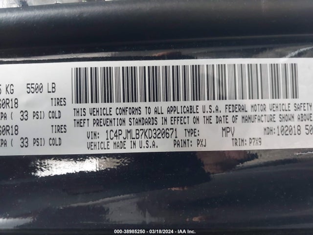 1C4PJMLB7KD320671 Jeep Cherokee Altitude 4x4