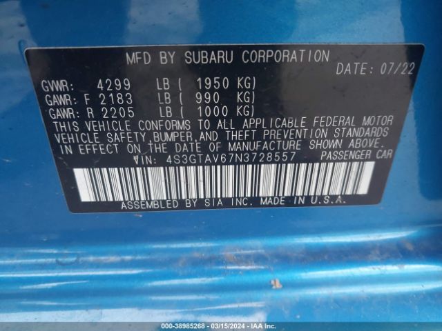4S3GTAV67N3728557 Subaru Impreza Premium 5-door