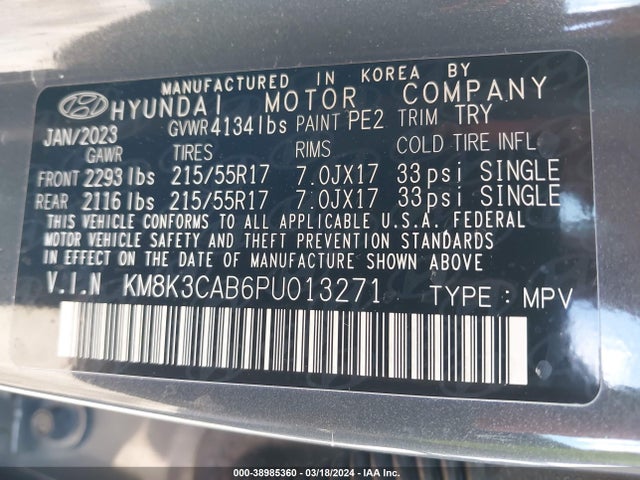 Hyundai Kona Sel 2023 KM8K3CAB6PU013271 Image 9