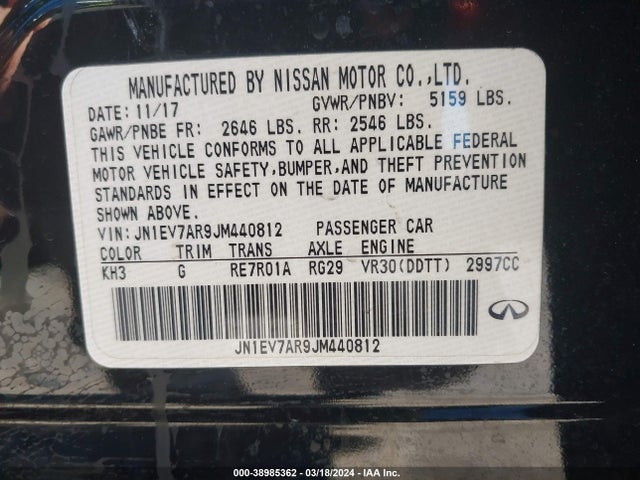 JN1EV7AR9JM440812 Infiniti Q50 3.0t Luxe