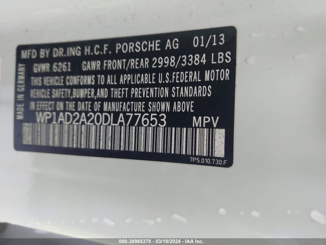 2013 PORSCHE CAYENNE WP1AD2A20DLA77653 Photo 8