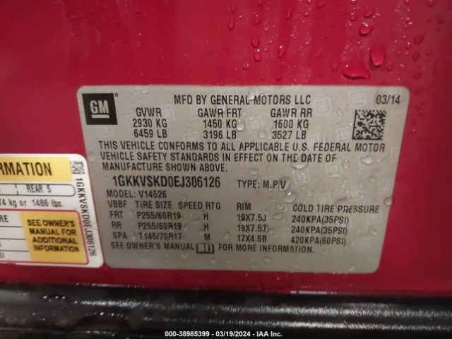 1GKKVSKD0EJ306126 GMC Acadia Slt-2