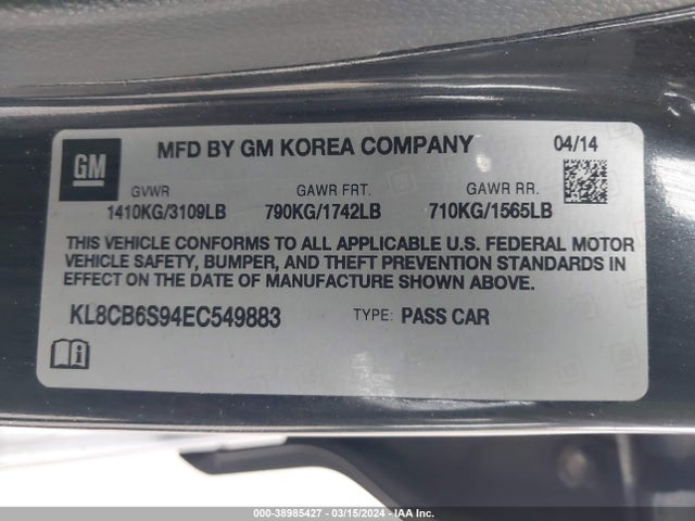 Chevrolet Spark Ls Auto 2014 KL8CB6S94EC549883 Image 9