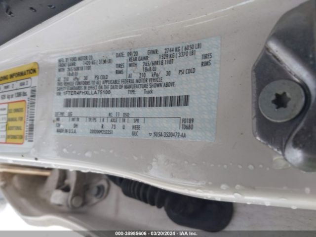 1FTER4FHXLLA75100 Ford Ranger Lariat