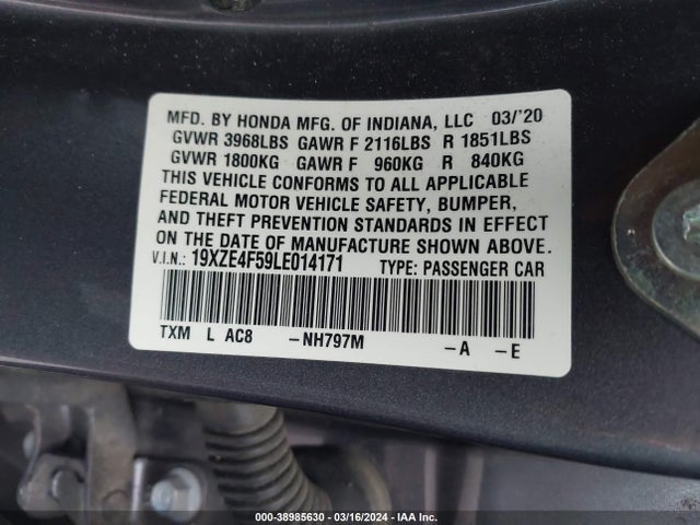 Honda INSIGHT EX 2020 19XZE4F59LE014171 Image 9