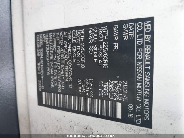 Nissan Rogue Sl 2016 KNMAT2MV6GP731806 Image 9