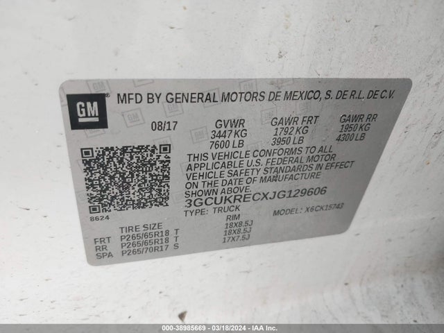 Chevrolet Silverado 1500 1lt 2018 3GCUKRECXJG129606 Image 9