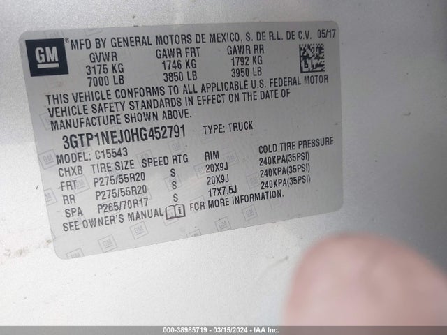 GMC Sierra 1500 Slt 2017 3GTP1NEJ0HG452791 Image 9