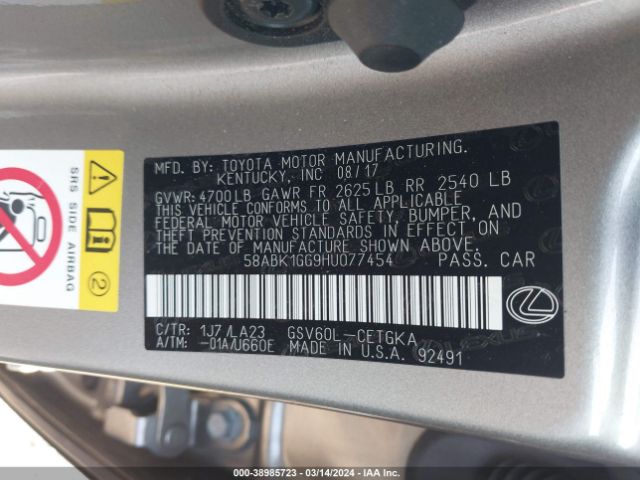 58ABK1GG9HU077454 Lexus ES 350