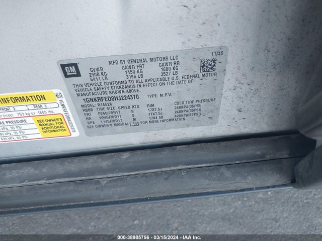 Chevrolet Traverse Ls 2017 1GNKRFED8HJ224370 Image 9