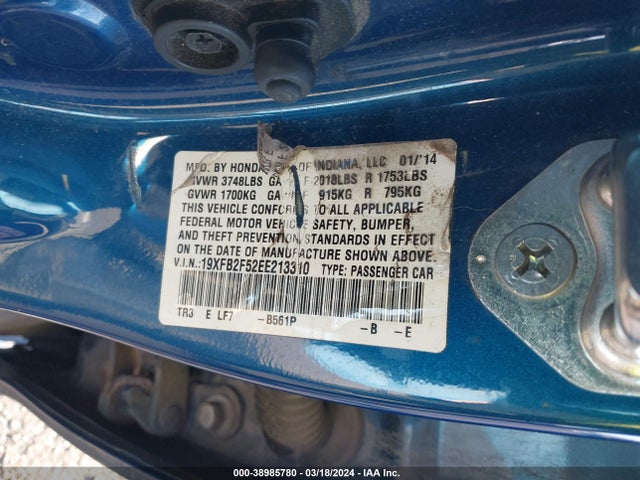 Honda Civic Lx 2014 19XFB2F52EE213310 Image 9