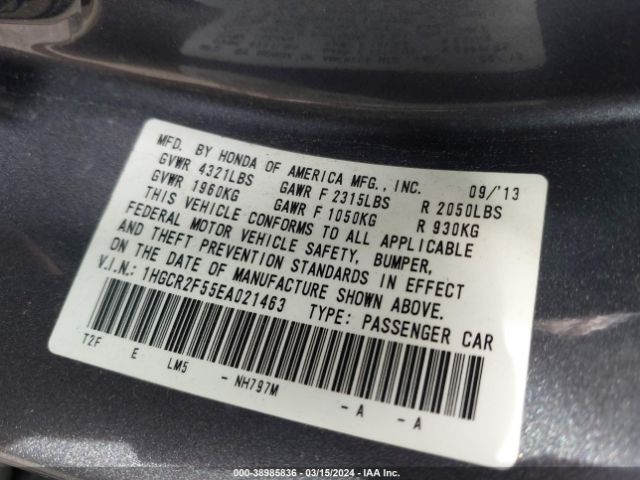 1HGCR2F55EA021463 Honda Accord Sport