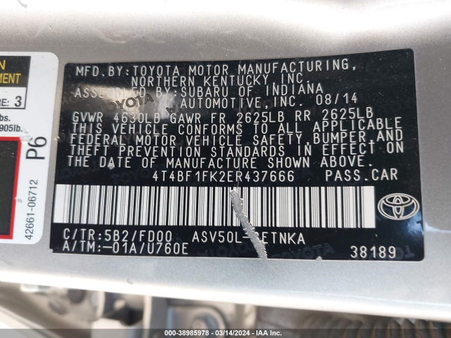 Toyota CAMRY LE 2014 4T4BF1FK2ER437666 Image 9