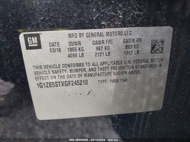 Chevrolet MALIBU 1LT 2016 1G1ZE5STXGF245210 Image 9