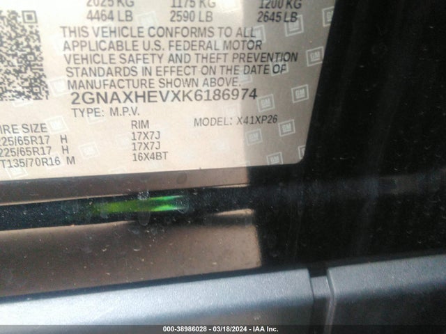 Chevrolet EQUINOX LS 2019 2GNAXHEVXK6186974 Image 9
