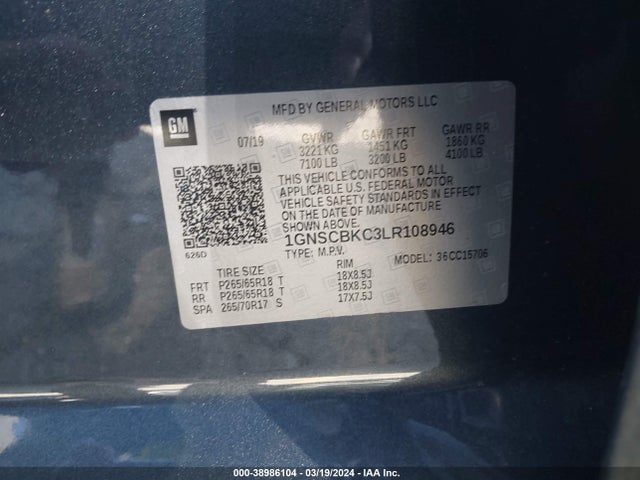 Chevrolet Tahoe 2wd Lt 2020 1GNSCBKC3LR108946 Image 9