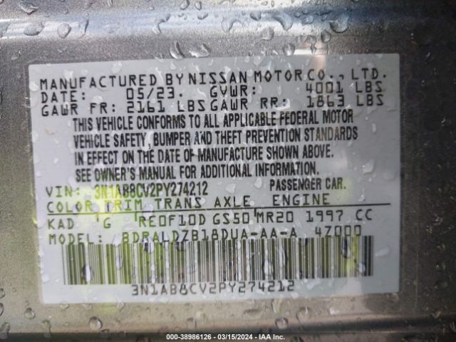3N1AB8CV2PY274212 Nissan Sentra Sv Xtronic Cvt