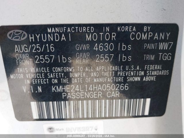 KMHE24L14HA050266 Hyundai Sonata Hybrid Se