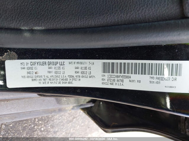 Chrysler 200 Limited 2015 1C3CCCAB0FN559084 Image 9