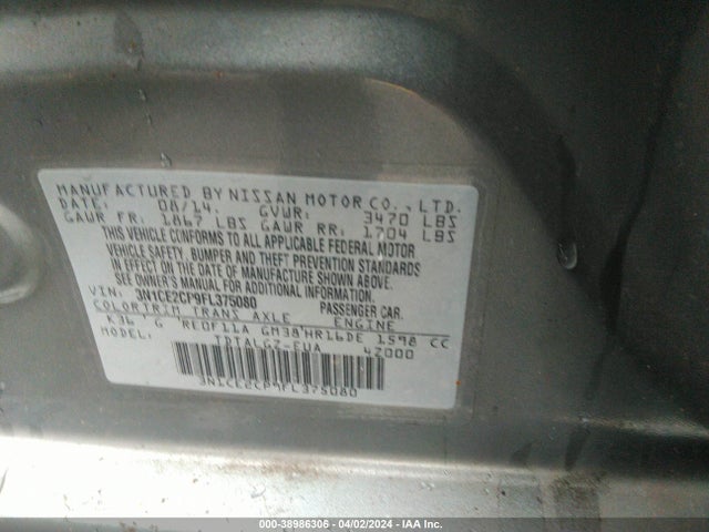 Nissan Versa Note Sr 2015 3N1CE2CP9FL375080 Image 9