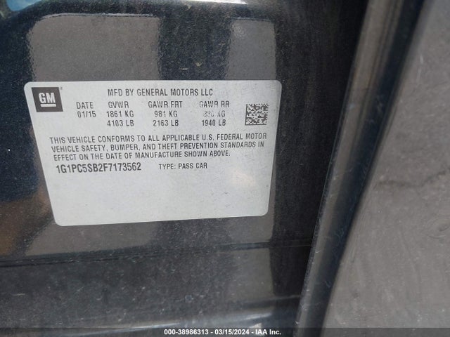 Chevrolet Cruze 1lt Auto 2015 1G1PC5SB2F7173562 Image 9