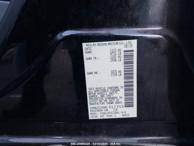 1N4BZ1CPXKC317353 Nissan Leaf Sv Plus