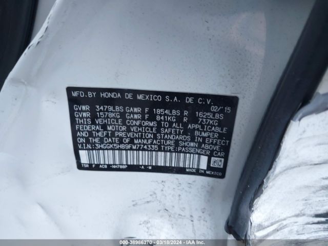 3HGGK5H89FM774335 Honda Fit Ex/ex-l