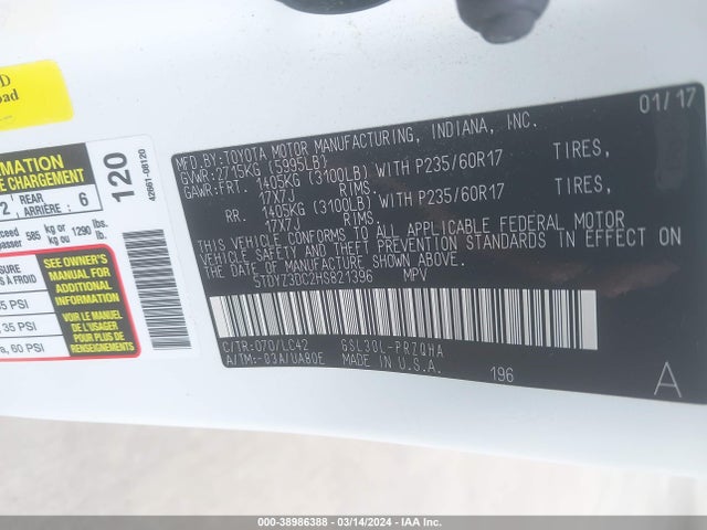 Toyota Sienna Xle 8 Passenger 2017 5TDYZ3DC2HS821396 Image 9