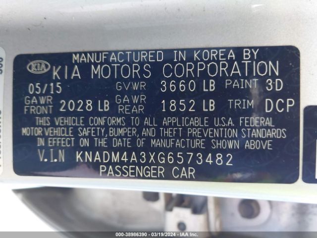 KNADM4A3XG6573482 KIA RIO LX