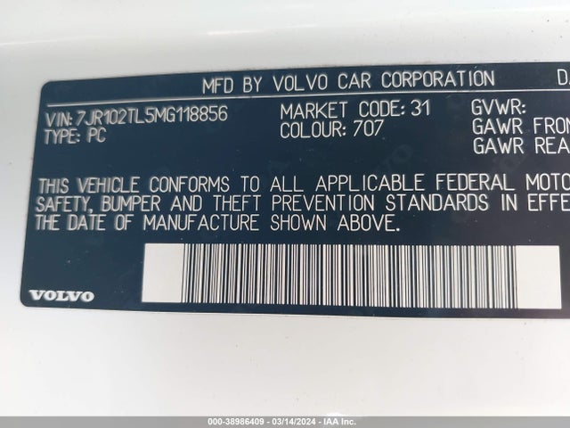 7JR102TL5MG118856 Volvo S60 T5 Inscription