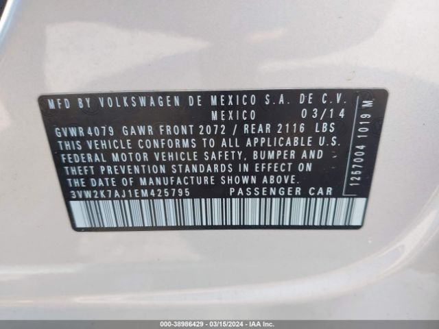 3VW2K7AJ1EM425795 Volkswagen Jetta 2.0l S
