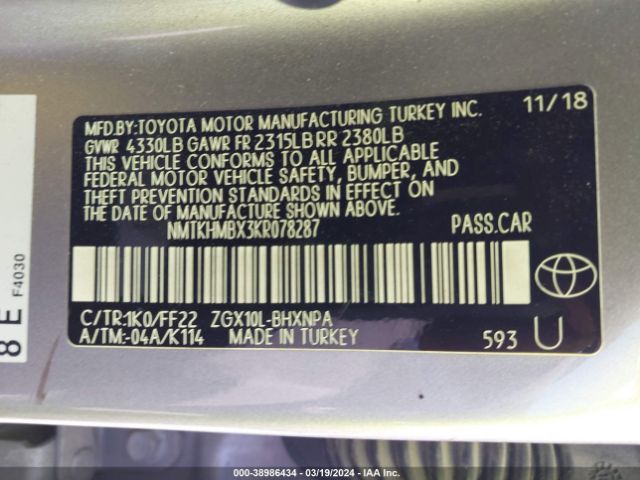 NMTKHMBX3KR078287 Toyota C-HR XLE