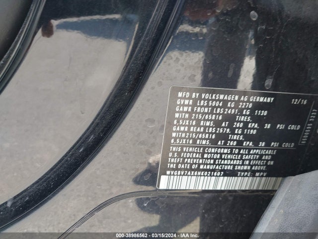 WVGBV7AX6HK021607 Volkswagen Tiguan 2.0t/2.0t S