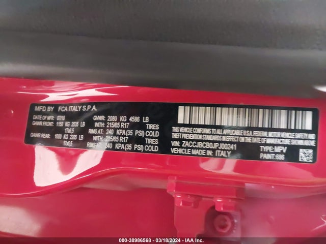ZACCJBCB0JPJ00241 Jeep Renegade Trailhawk 4x4