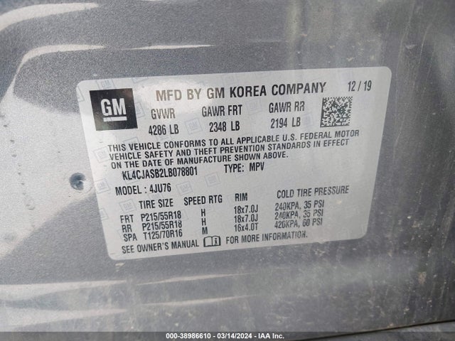 KL4CJASB2LB078801 Buick Encore Fwd Preferred
