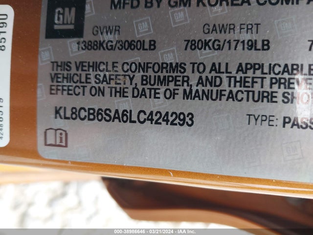 Chevrolet Spark Fwd Ls Automatic 2020 KL8CB6SA6LC424293 Image 9