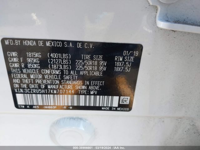 3CZRU5H17KM707144 Honda HR-V SPORT