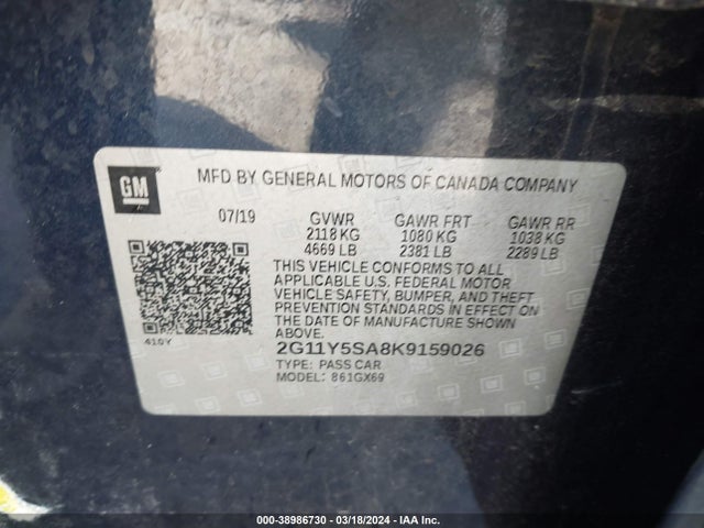Chevrolet IMPALA LS 2019 2G11Y5SA8K9159026 Image 9